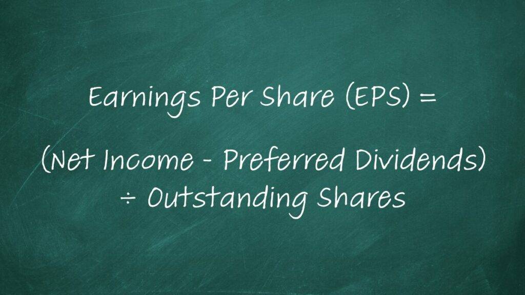 Earning Per Share (EPS) math formula written on a chalkboard