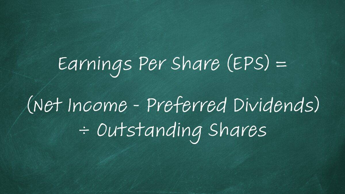 Earning Per Share (EPS) math formula written on a chalkboard